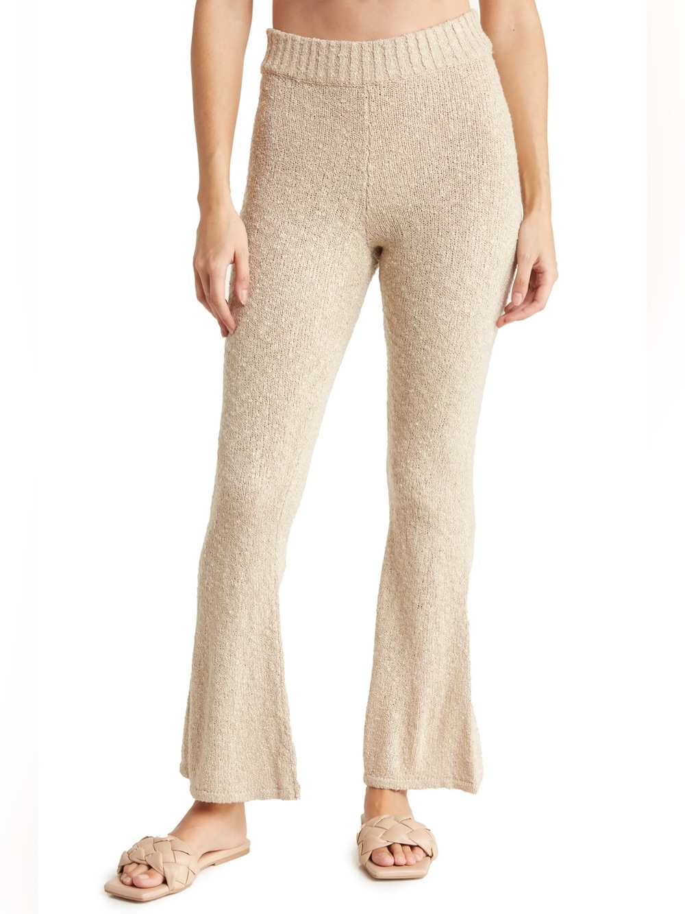 O'Neill Rochelle Beachy Boho Neutral Cotton Sweater Knit Pants L